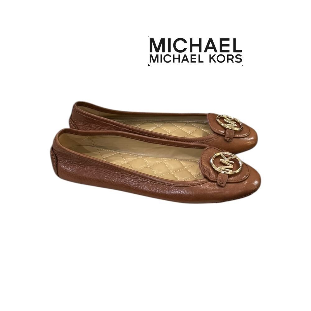MICHAEL Michael Kors Lillie Tan Leather Ballet Flats Women's Size 7